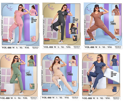 888 Diamond Queen Sinker Pyjama Night Suits Wholesale Price