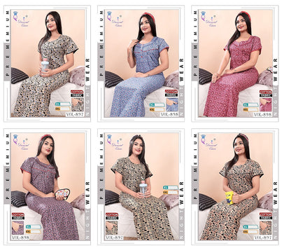 897-898 Diamond Queen Cotton Night Gowns Wholesale