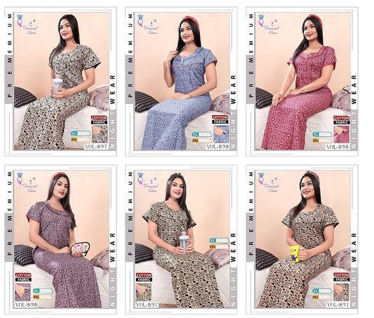 897-898 Diamond Queen Cotton Night Gowns Wholesale