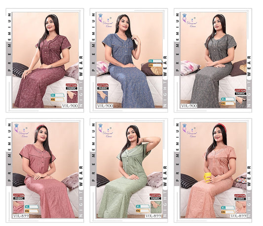 899-900 Diamond Queen Cotton Night Gowns Manufacturer India