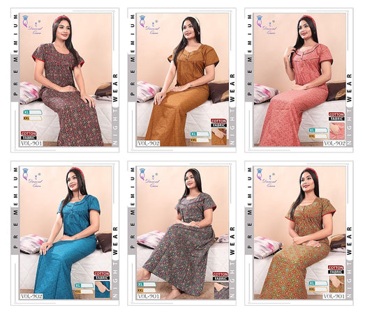 901-902 Diamond Queen Cotton Night Gowns Supplier India