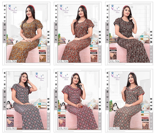 906-907 Diamond Queen Cotton Night Gowns Manufacturer Gujarat