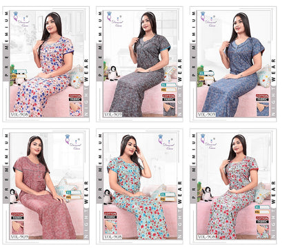 908-909 Diamond Queen Cotton Night Gowns Exporter Gujarat