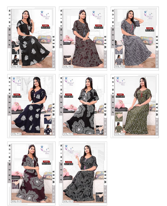 915-919 Diamond Queen Heavy Rayon Night Gowns Manufacturer Ahmedabad