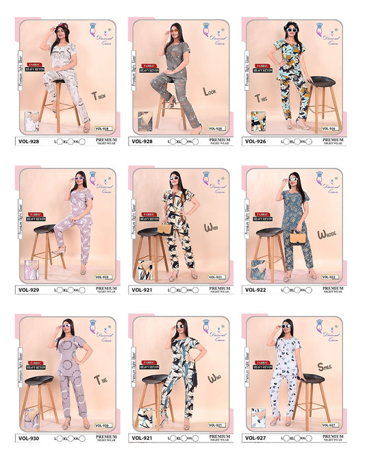 921-930 Diamond Queen Heavy Rayon Co Ord Set Exporter