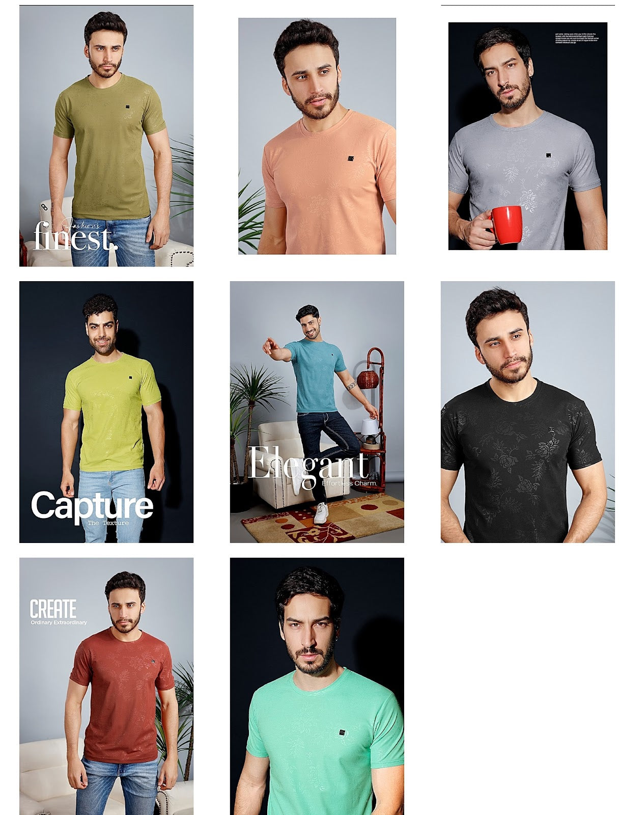 9256-9265 High Density Jacquard Mens Tshirts