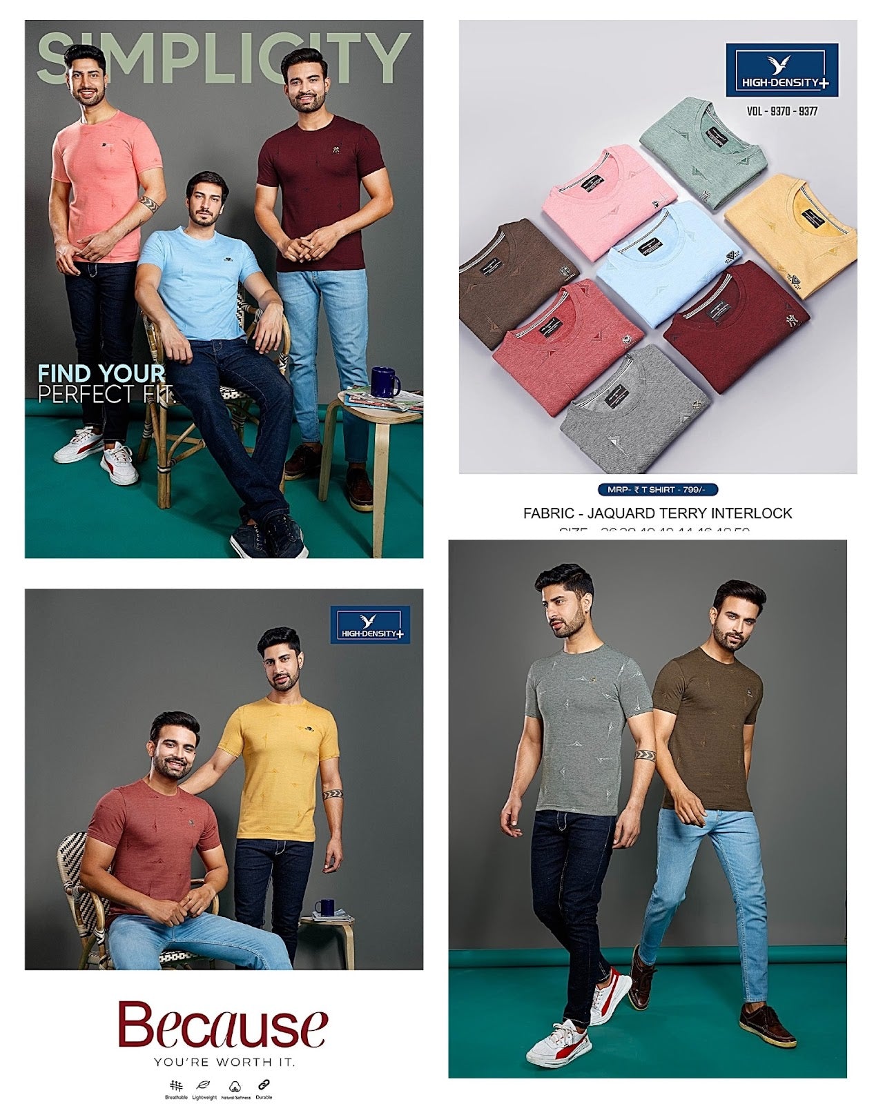 9370-9377 High Density Jacquard Mens Tshirts