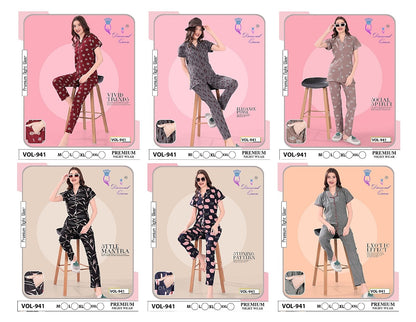 941 Diamond Queen Sinker Collar Night Suits Exporter Gujarat