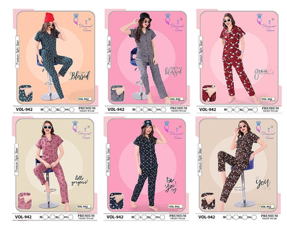 942 Diamond Queen Sinker Collar Night Suits Wholesale