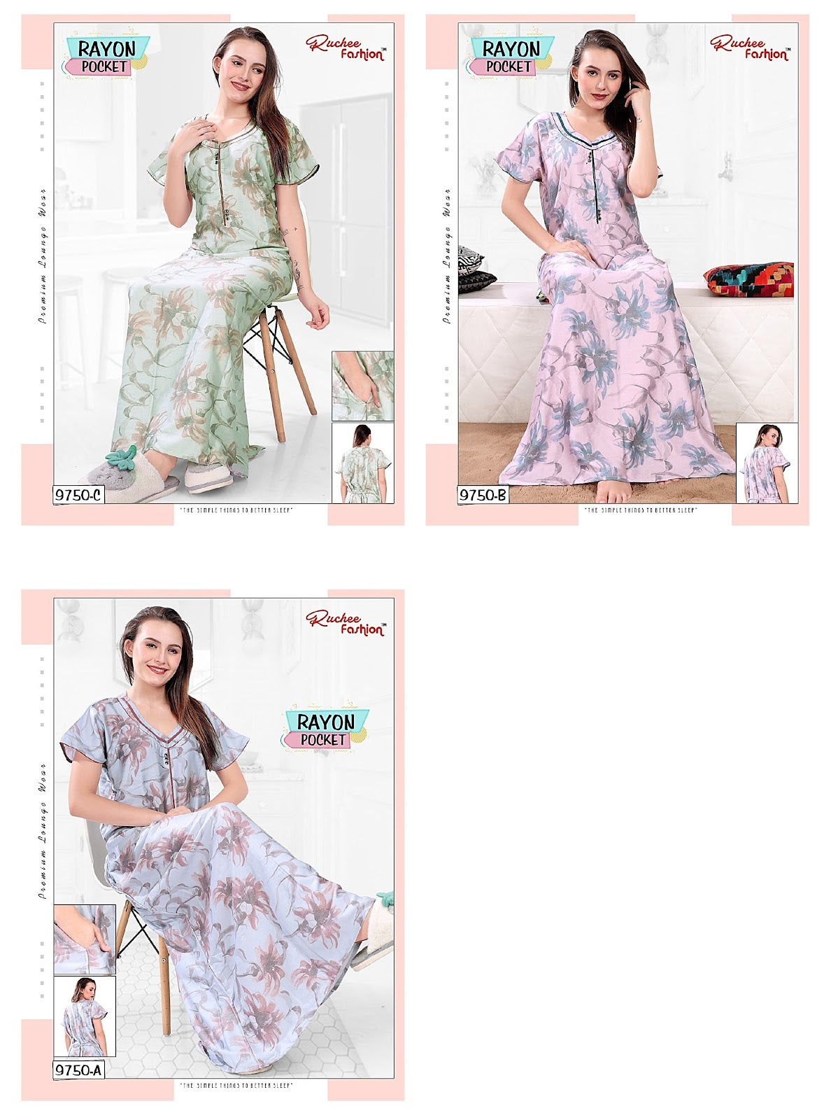 9750 Abc Ruchee Fashion Rayon Night Gowns Manufacturer Ahmedabad