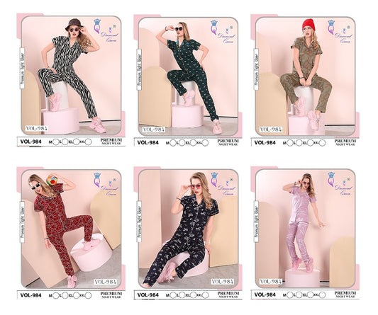 984 Diamond Queen Sinker Collar Night Suits Supplier Gujarat