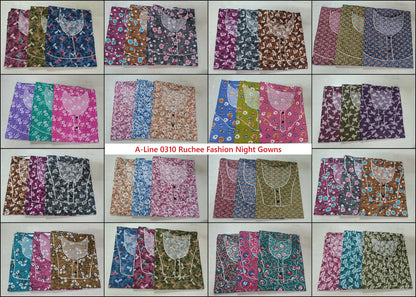A-Line 0310 Ruchee Fashion Cotton Night Gowns Exporter India