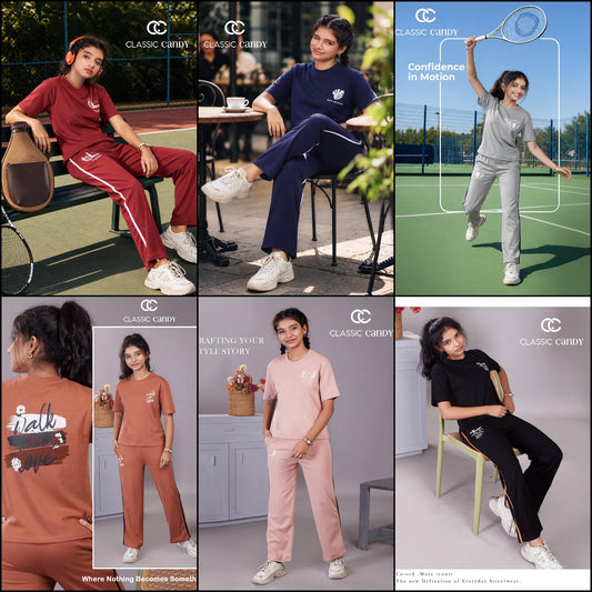 A938 Canvas Classic Candy Lycra Girls Pant Set Wholesaler Ahmedabad
