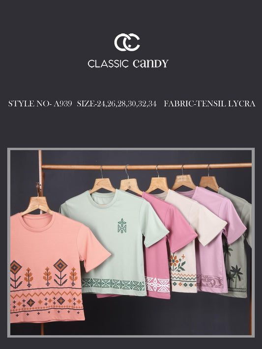 A939 Drop Shoulder Classic Candy Tencil Lycra Girls Top Supplier