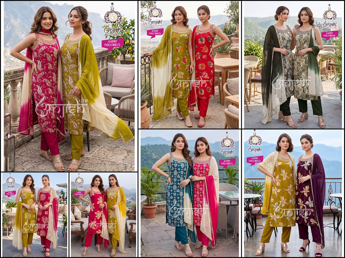 Aashi Anjish Reyon Readymade Pant Style Suits Supplier India