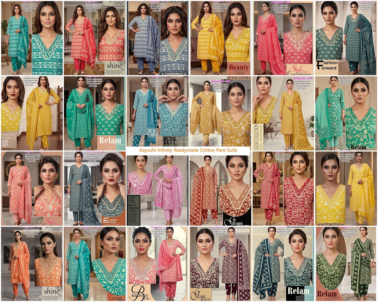 Aayushi Infinity Readymade Cotton Pant Suits Wholesale Rate