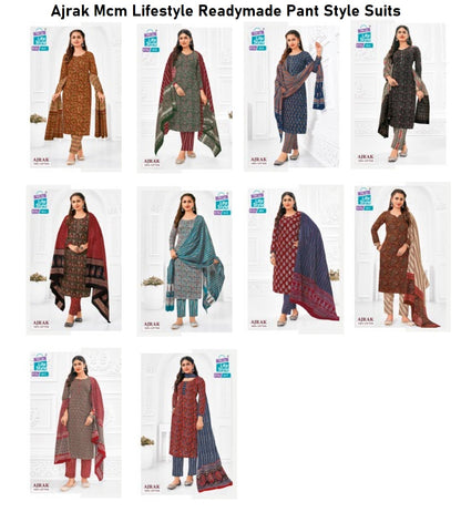 Ajrak Mcm Lifestyle Cotton Readymade Pant Style Suits Manufacturer