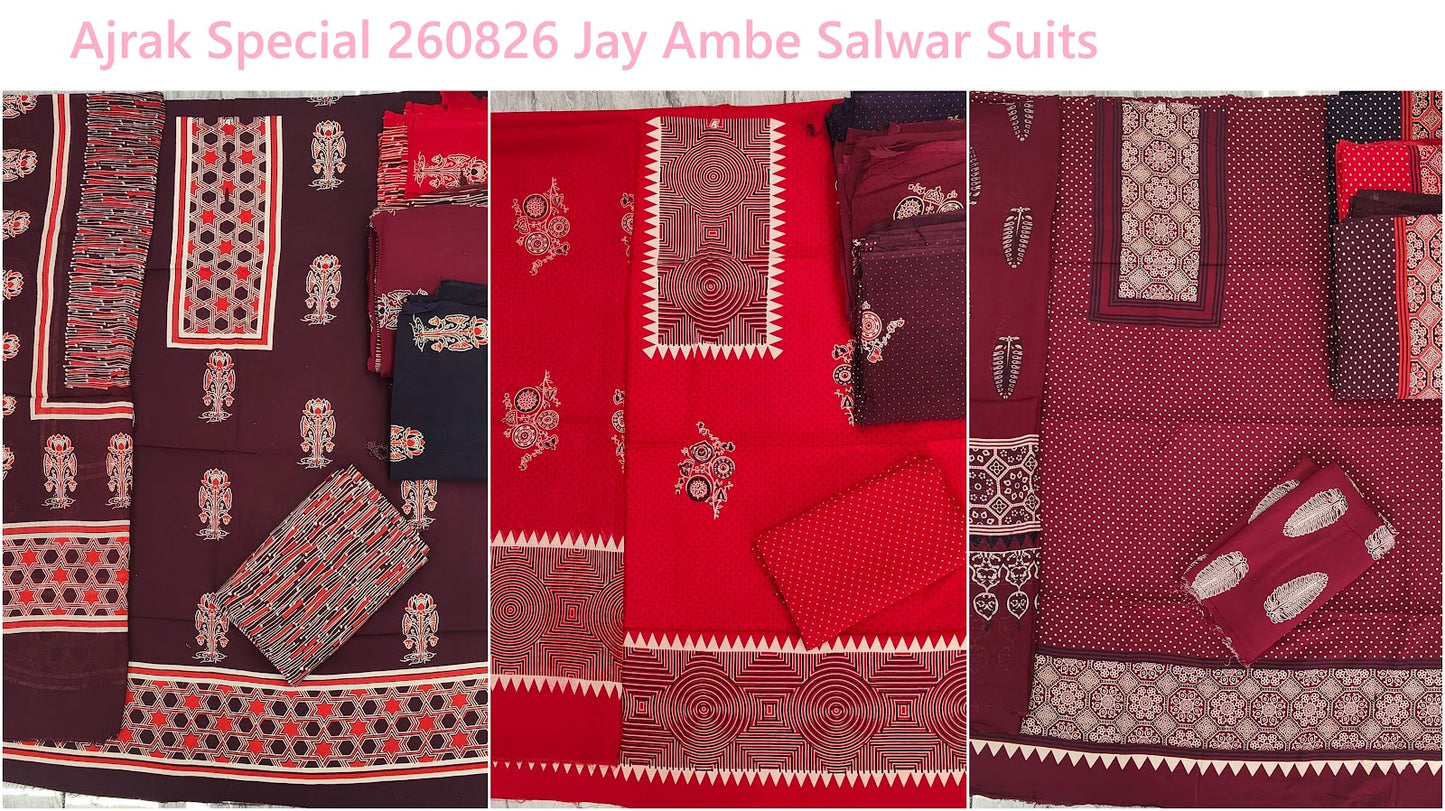 Ajrak Special 260826 Jay Ambe Rayon Salwar Suits Supplier