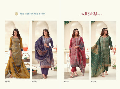 Ajrakh Vol 1 The Hermitage Shop Lawn Cotton Karachi Salwar Suits Supplier Gujarat