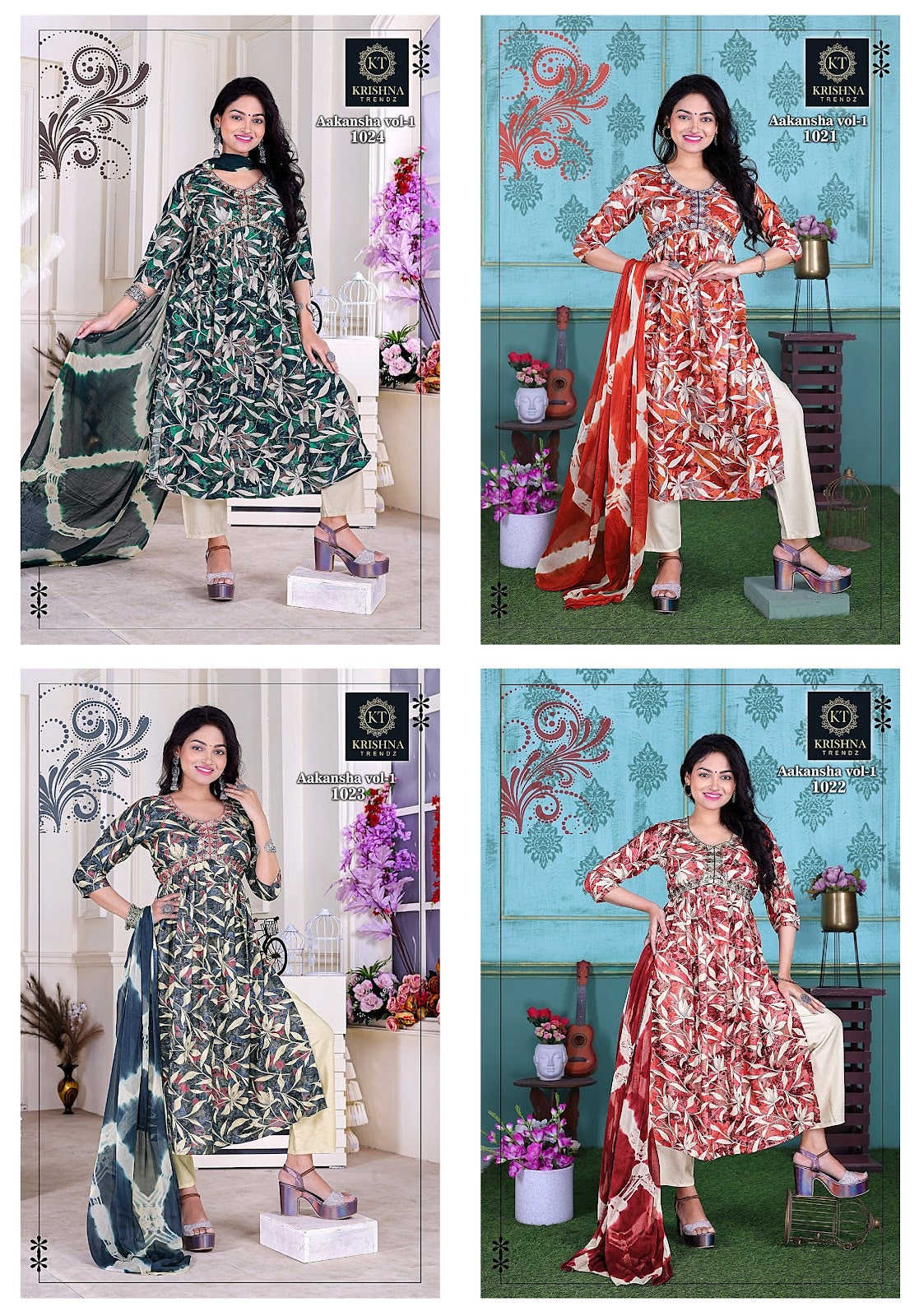 Aakansha Vol 1 Kt Rayon 14Kg Readymade Pant Style Suits