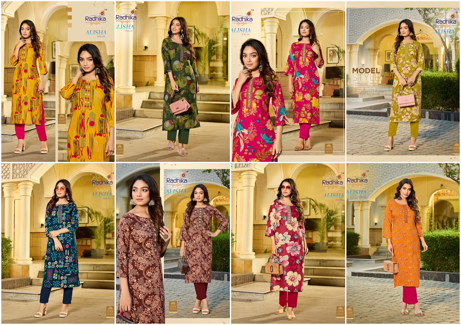 Alisha Vol 6 Radhika Lifestyle Liva Reyon Straight Cut Kurtis Supplier