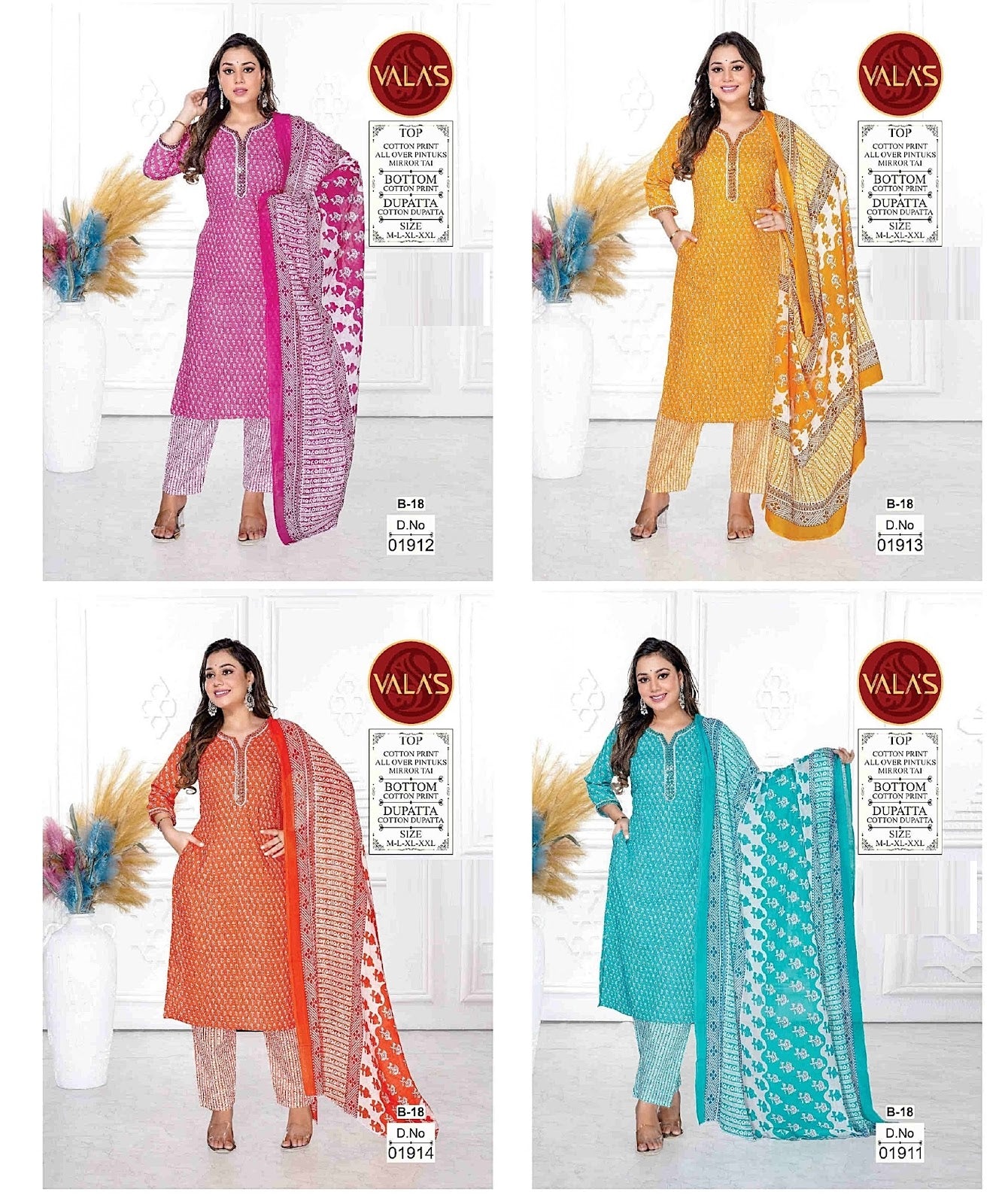 All Over Pintuks Valas Cotton Readymade Pant Style Suits Wholesale Rate