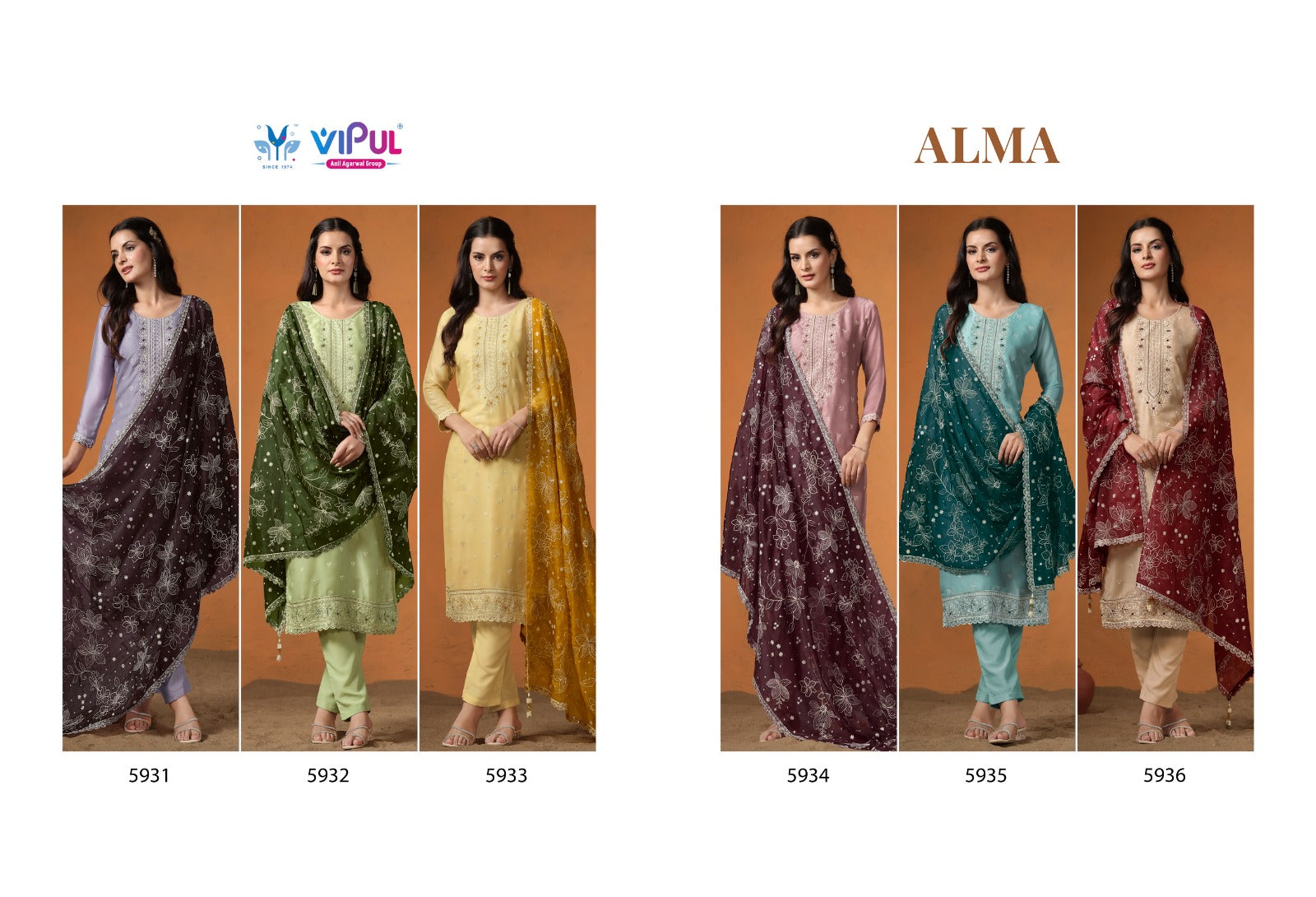 Alma Vipul Satin Pant Style Suits Wholesale Price
