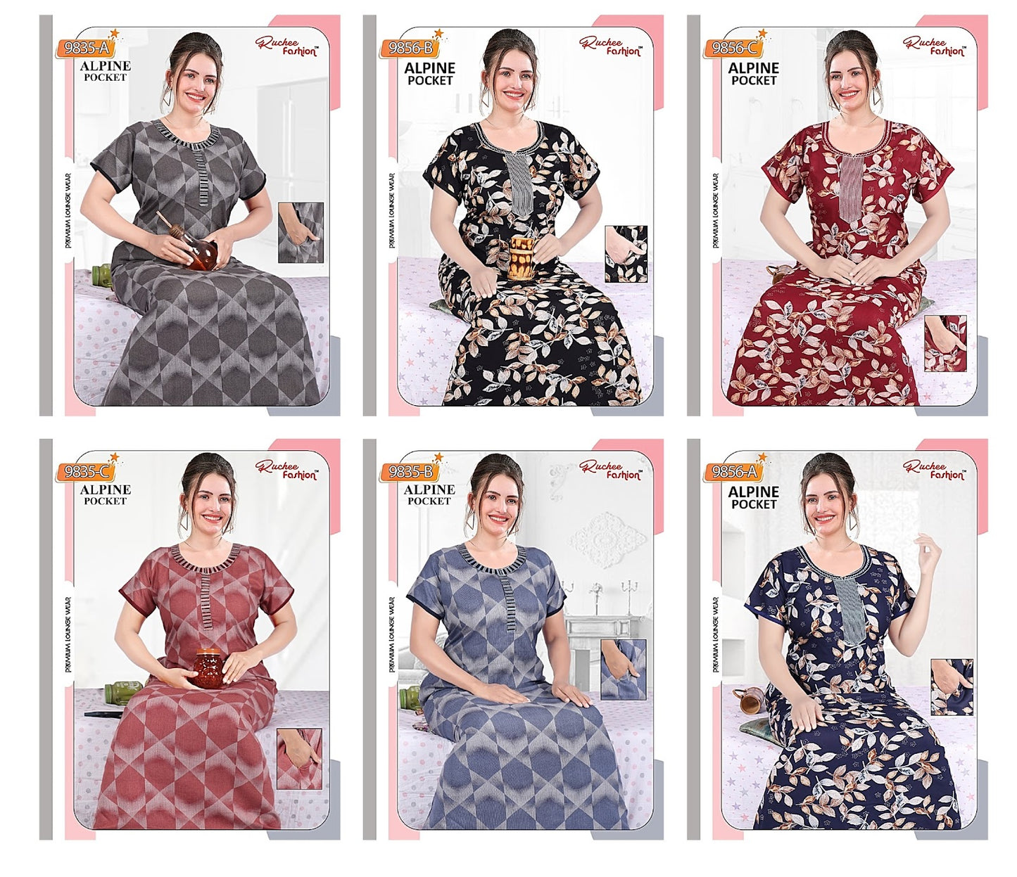 Alpine 1006 Ruchee Fashion Night Gowns Supplier India