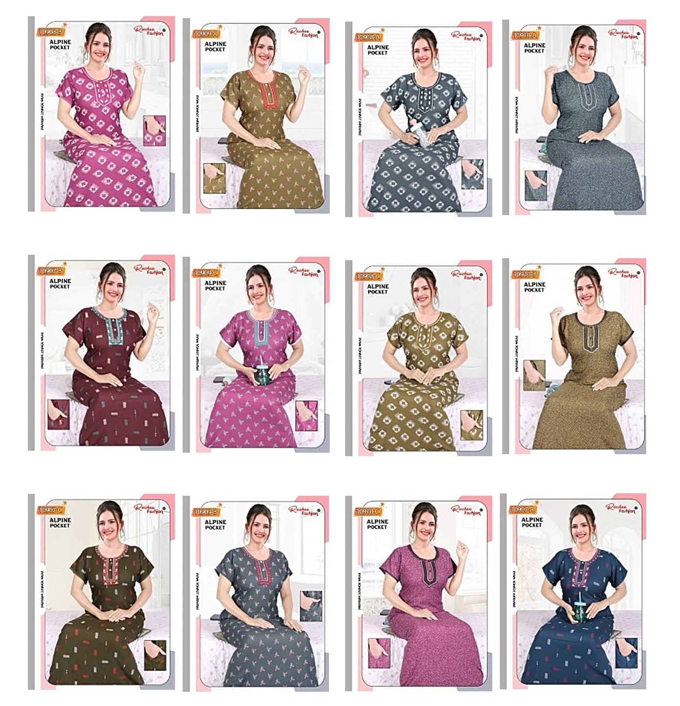 Alpine 2808 Ruchee Fashion Night Gowns Wholesale Rate