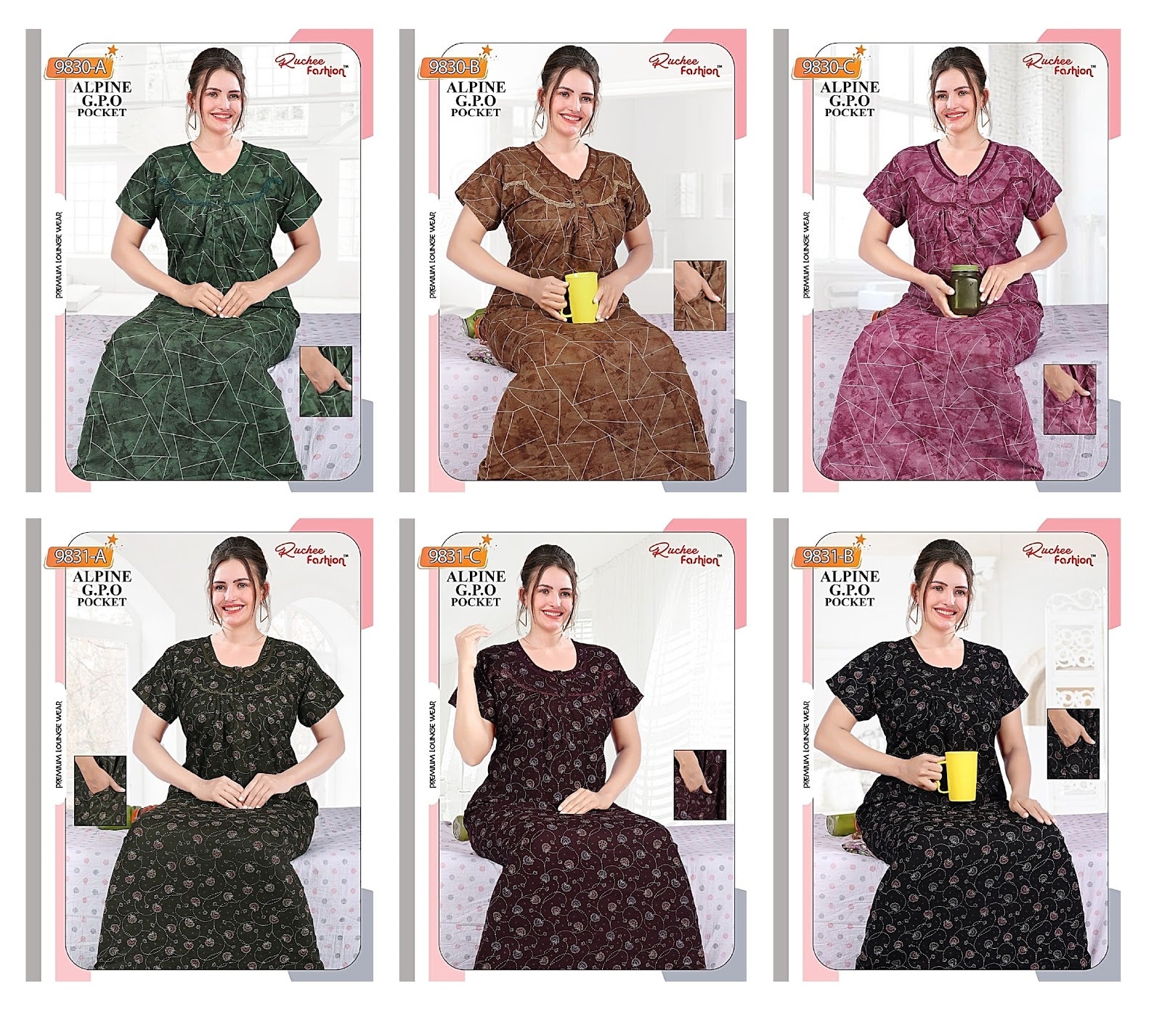 Alpine E130624 Ruchee Fashion Night Gowns Exporter Ahmedabad