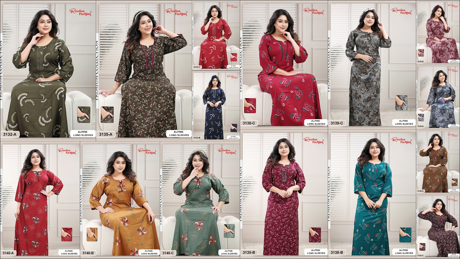 Alpine Long Sleeves 2402 Ruchee Fashion Night Gowns Manufacturer Ahmedabad