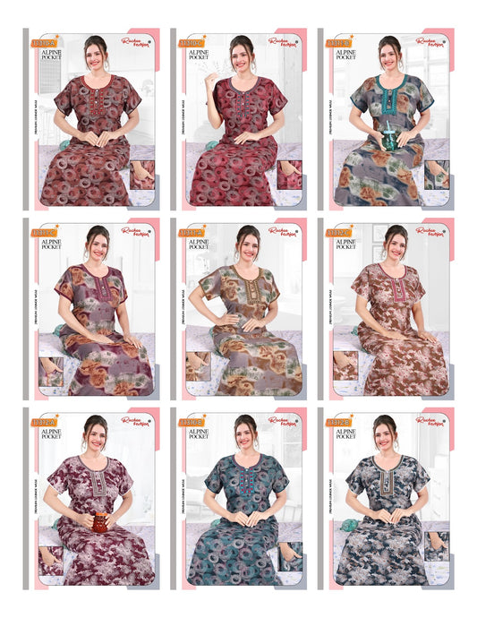 Alpine New 071024 Ruchee Fashion Night Gowns Supplier India