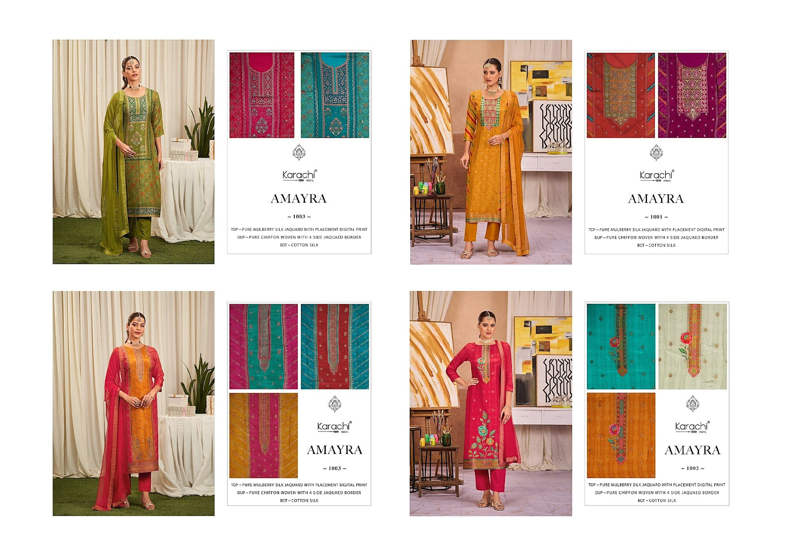 Amayra Karachi Prints Silk Jacquard Pant Style Suits Supplier