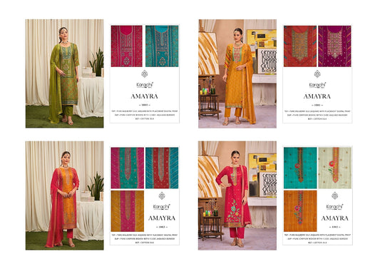 Amayra Karachi Prints Silk Jacquard Pant Style Suits Supplier