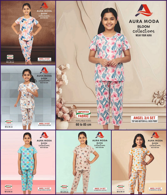 Amg76 Aura Moda Imported Girls Capri Night Suits Manufacturer India