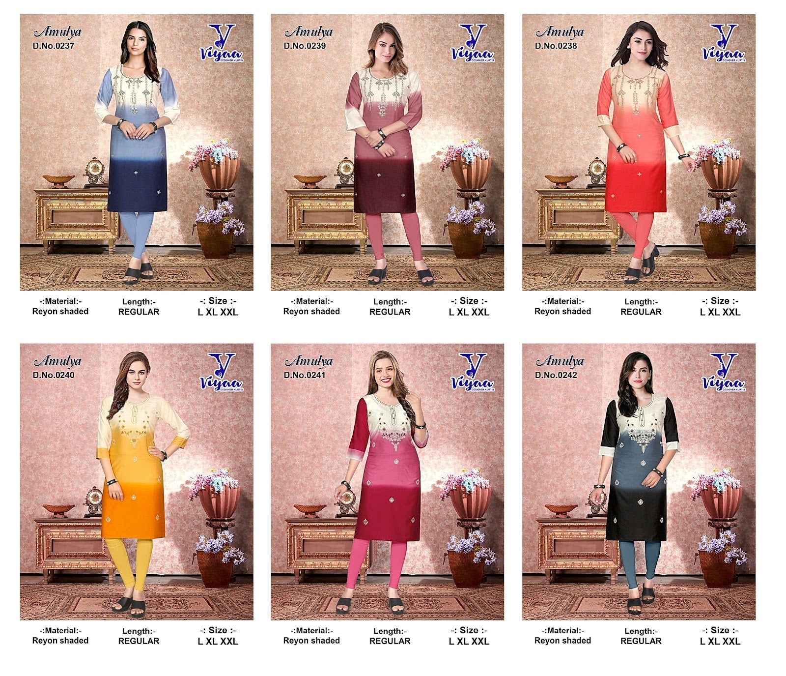 Amulya Viyaa Reyon Straight Cut Kurtis