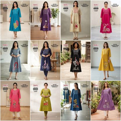 Anamika Rushika Reyon Anarkali Kurtis Wholesale Price