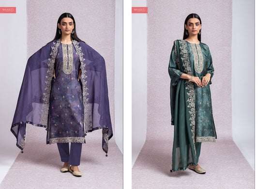 Anoshree Naariti Silk Jacquard Pant Style Suits Manufacturer