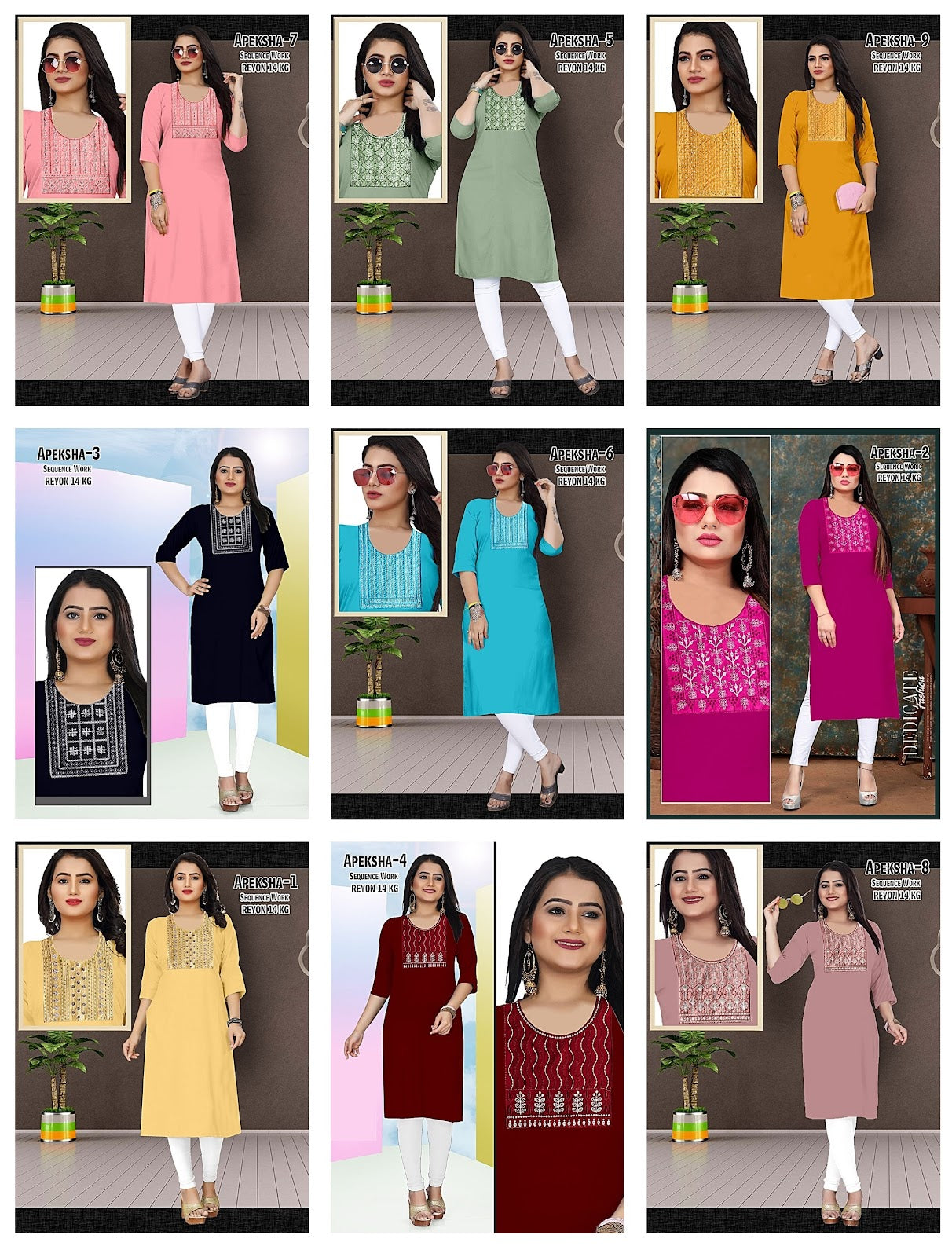 Apeksha Ayg Rayon 14Kg Straight Cut Kurtis Manufacturer