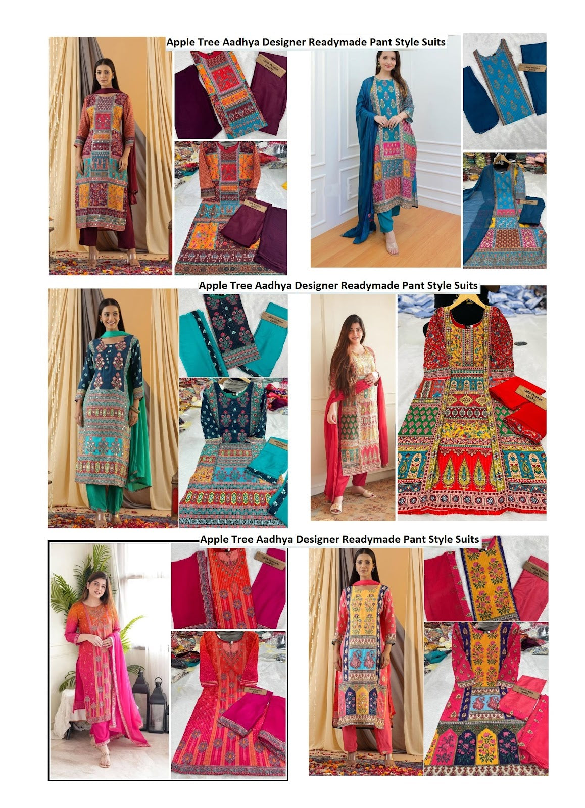 Apple Tree Aadhya Designer Readymade Pant Style Suits Exporter India