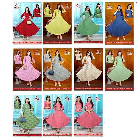 Apsara 1709 Zoya Rayon Anarkali Kurtis Exporter