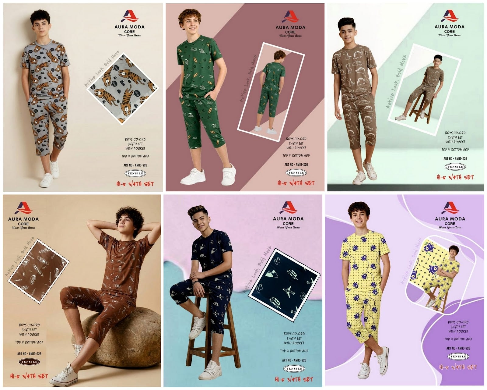 Art No Am 13-26 Aura Moda Tencil Lycra Boys Capri Night Suit Wholesaler Gujarat