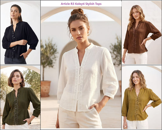 Article R3 Koleyti Cotton Linen Stylish Tops Exporter Ahmedabad