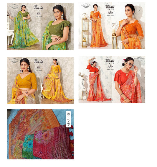 Asha 106 Kalpveli Chiffon Sarees Wholesale