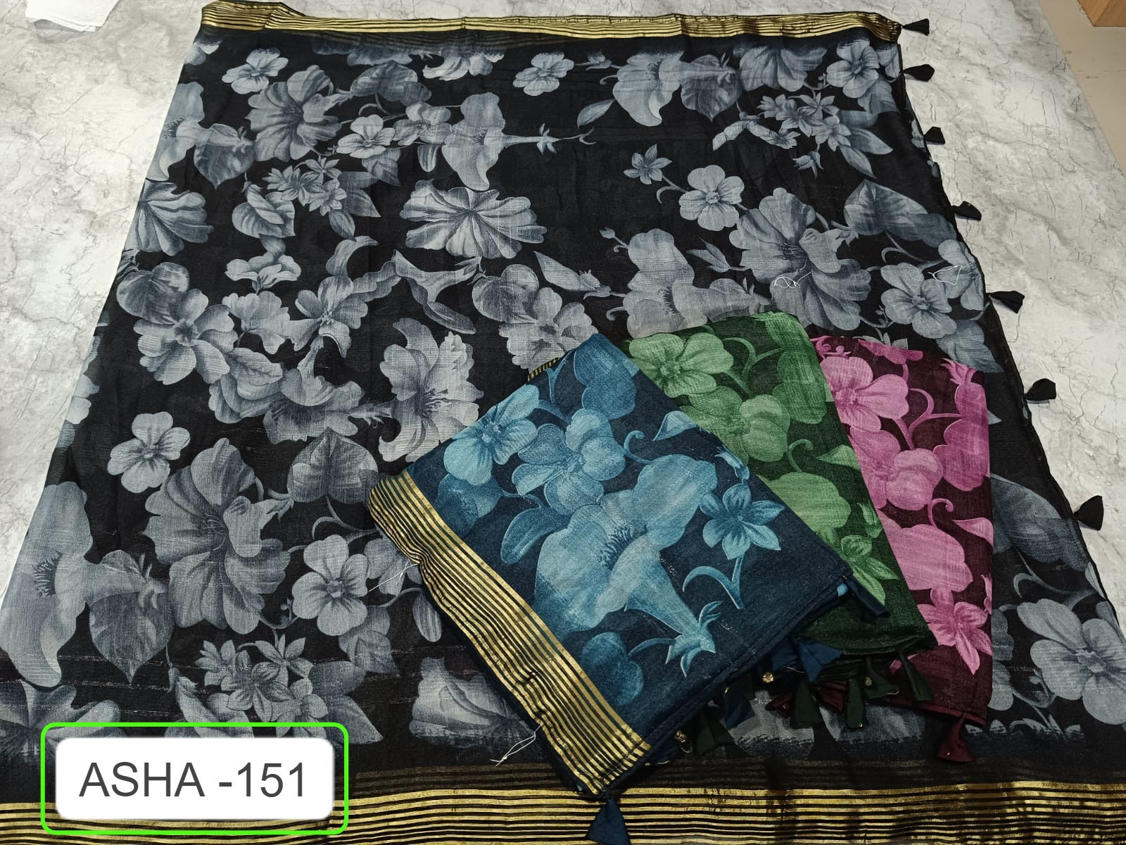 Asha 151 Kalpveli Mono Georgette Sarees Manufacturer Gujarat