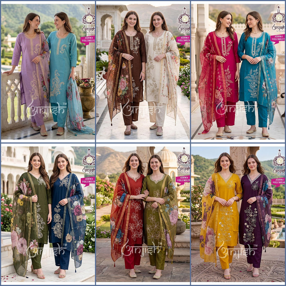 Ashma Anjish Roman Silk Readymade Pant Style Suits Wholesale Price