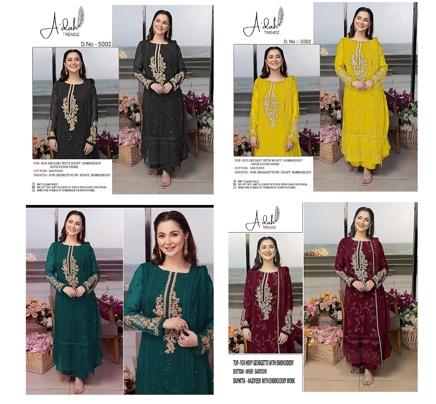 At-5002 Adah Trendz Fox Georgette Pakistani Salwar Suits Wholesale Price