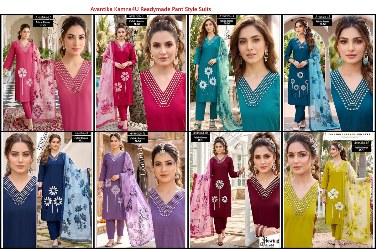 Avantika Kamna4U Roman Readymade Pant Style Suits Supplier Gujarat