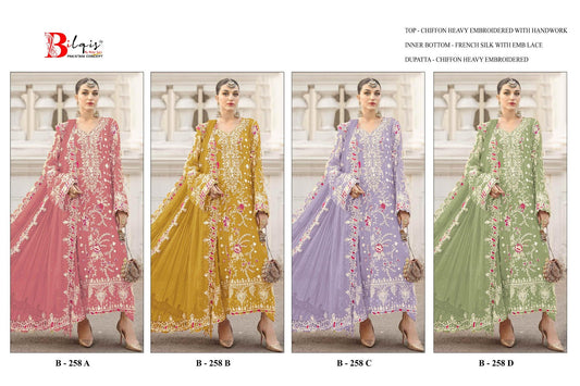 B 258 Bilqis Chiffon Pakistani Salwar Suits Exporter Ahmedabad