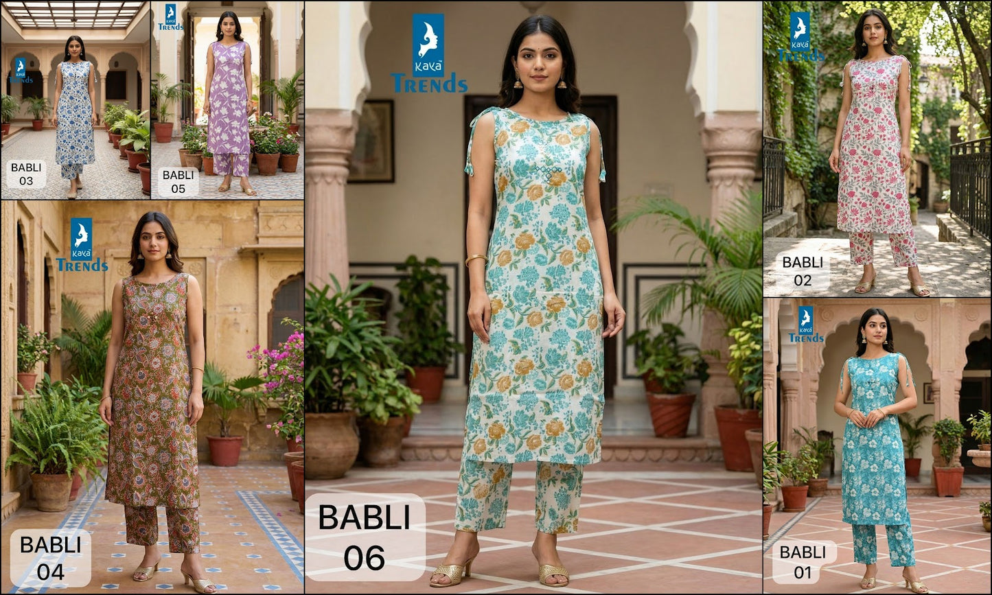 Babli Kaya Trends Cotton Kurti Pant Set Exporter Gujarat